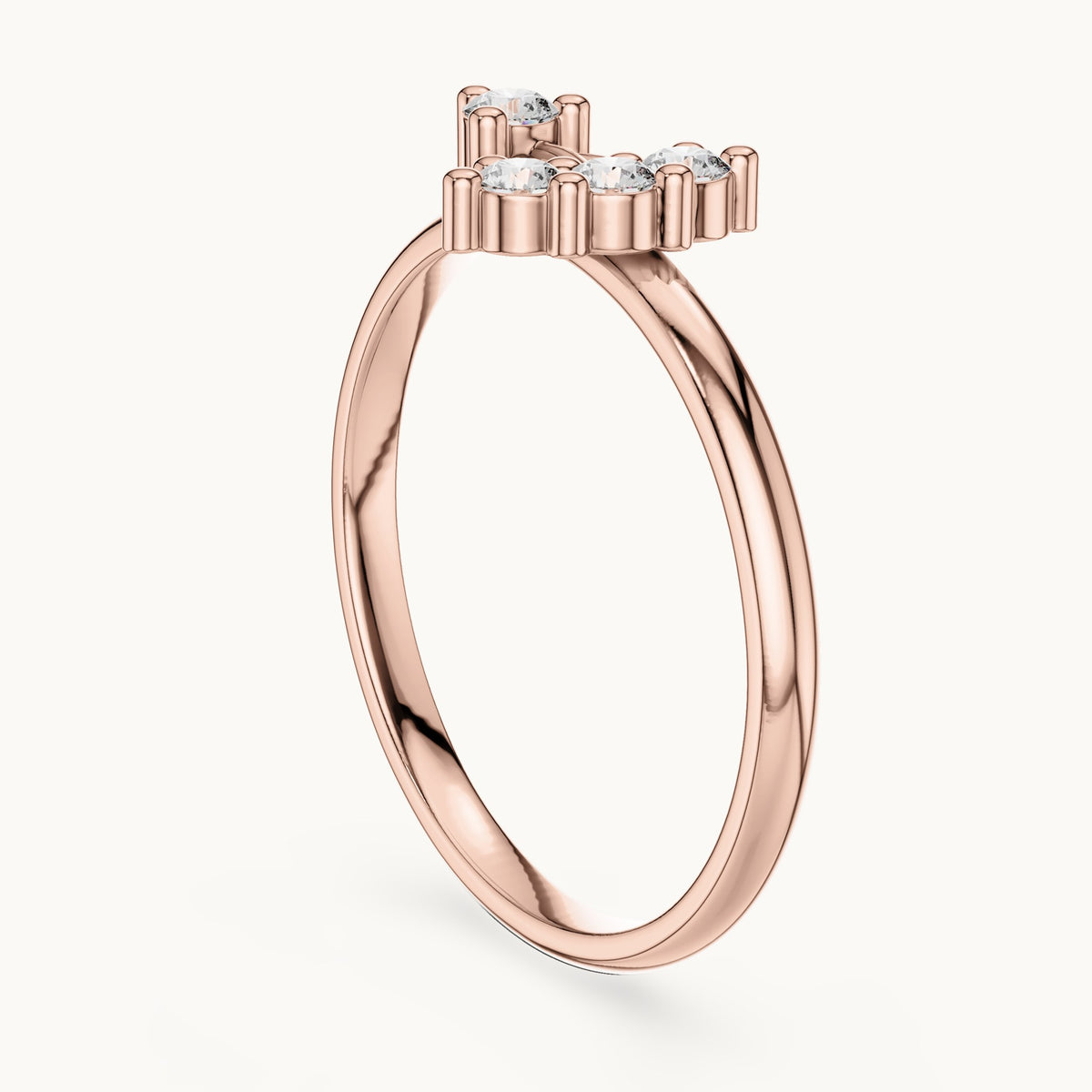 Round lab-grown diamond four-stone scatter ring in rose gold, 0.095 CT TW, view 1