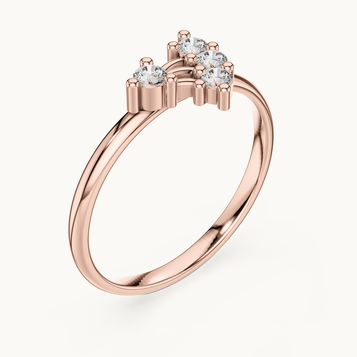 Round lab-grown diamond four-stone scatter ring in rose gold, 0.095 CT TW, view 2