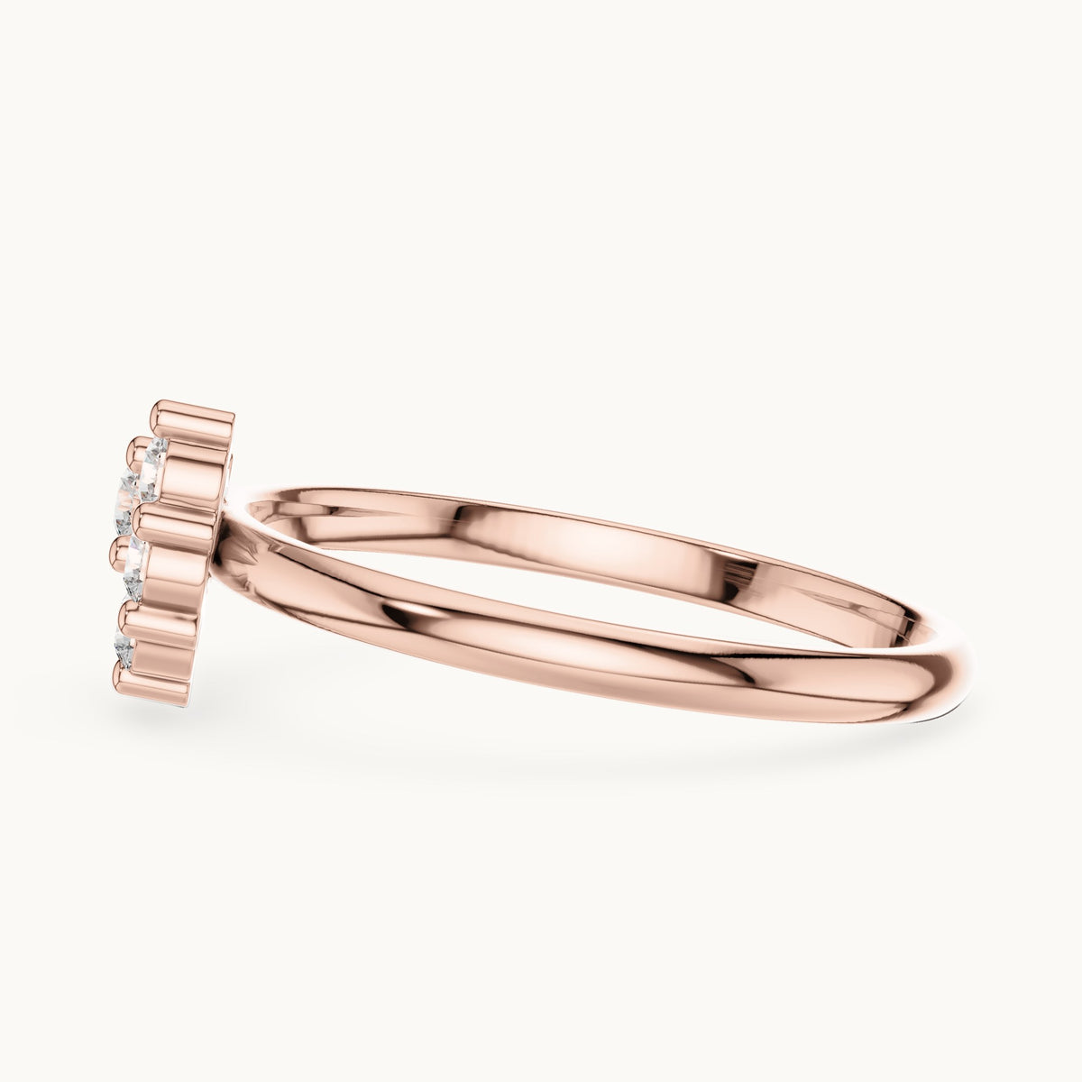 Round lab-grown diamond four-stone scatter ring in rose gold, 0.095 CT TW, view 3