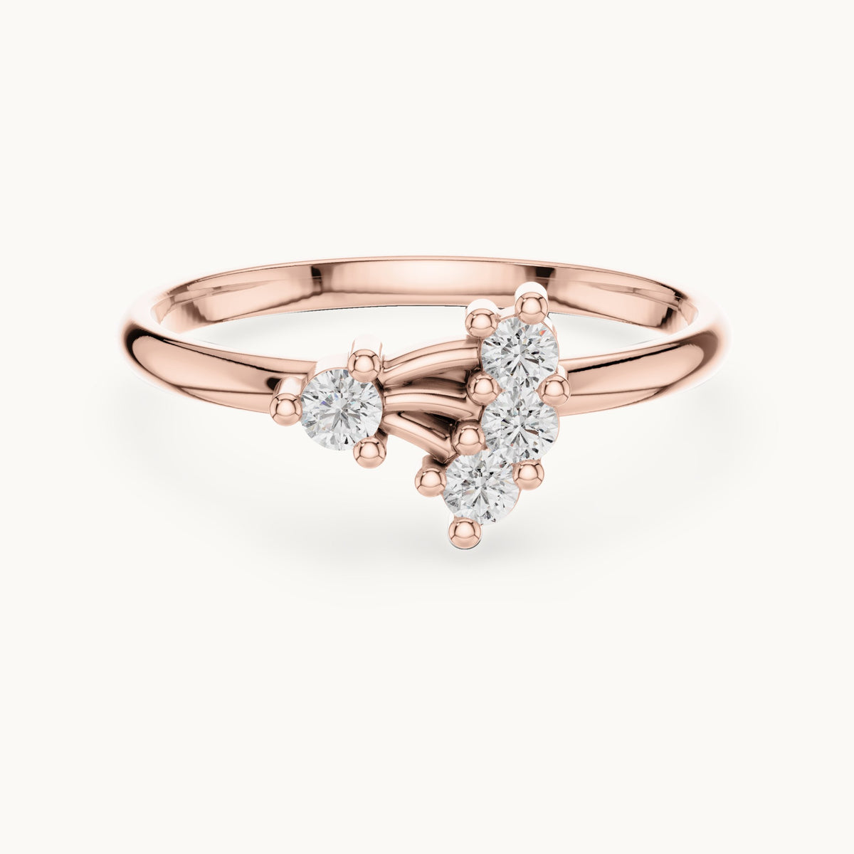 Round lab-grown diamond four-stone scatter ring in rose gold, 0.095 CT TW, view 4