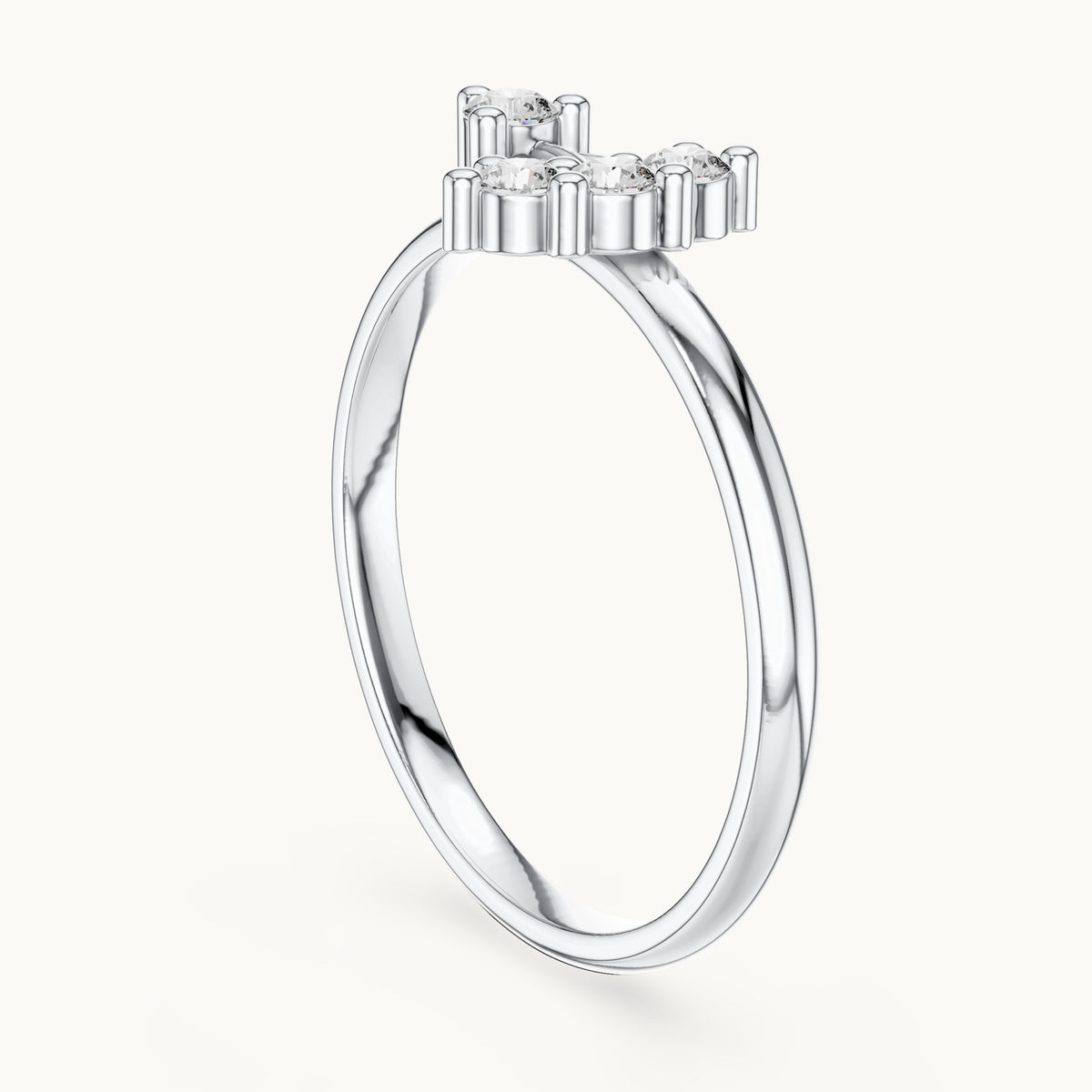 Round lab-grown diamond four-stone scatter ring in white gold, 0.095 CT TW, view 1