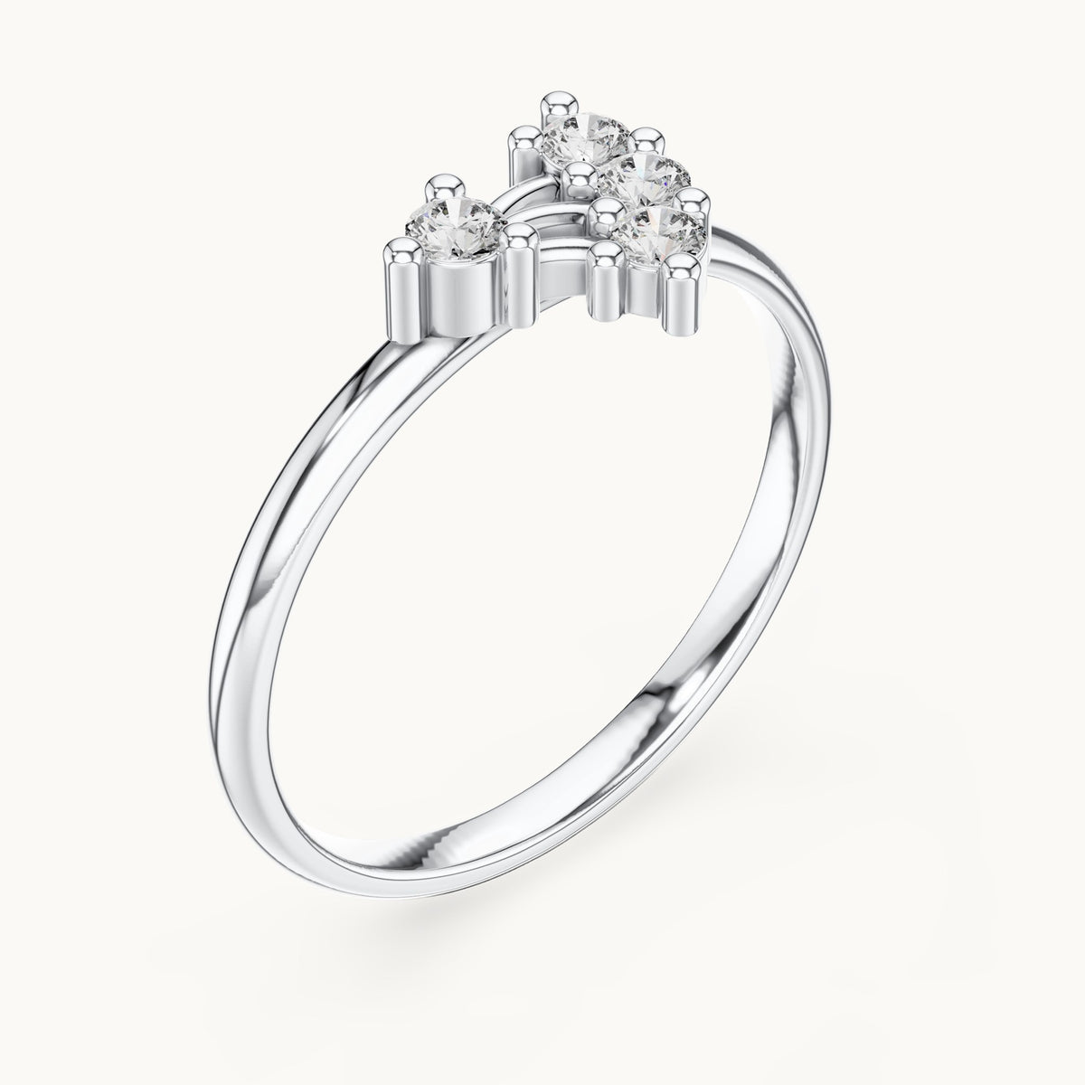 Round lab-grown diamond four-stone scatter ring in white gold, 0.095 CT TW, view 2