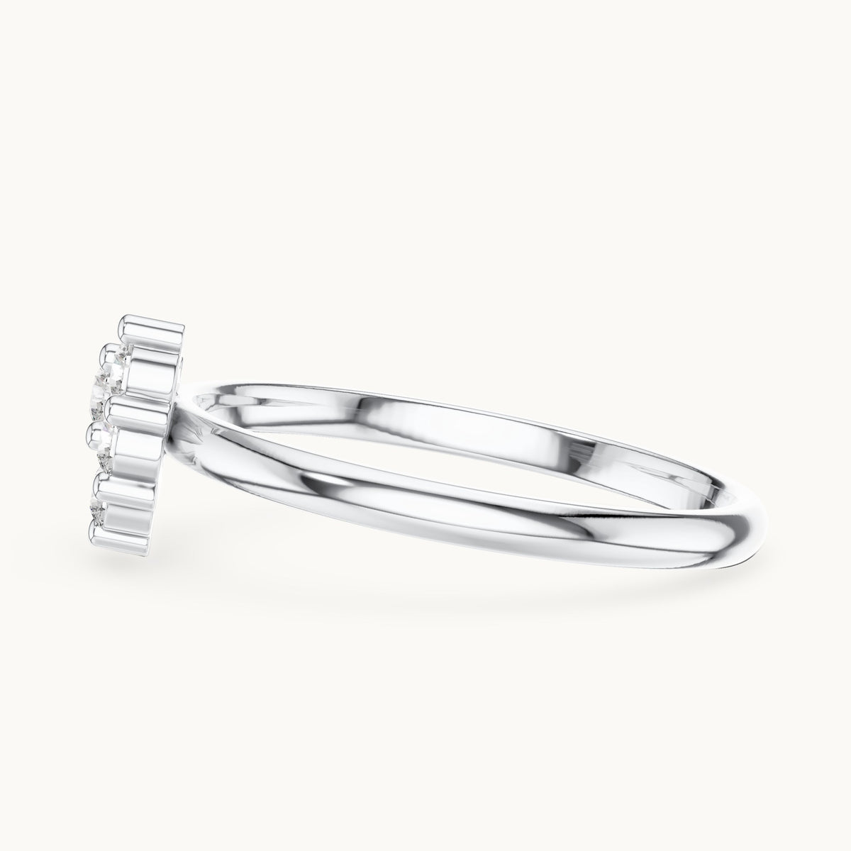 Round lab-grown diamond four-stone scatter ring in white gold, 0.095 CT TW, view 3