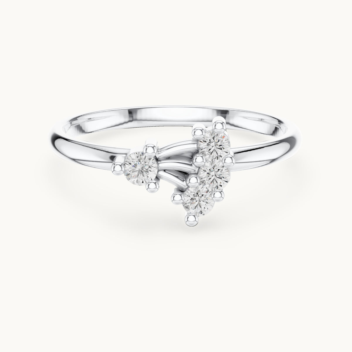 Round lab-grown diamond four-stone scatter ring in white gold, 0.095 CT TW, view 4