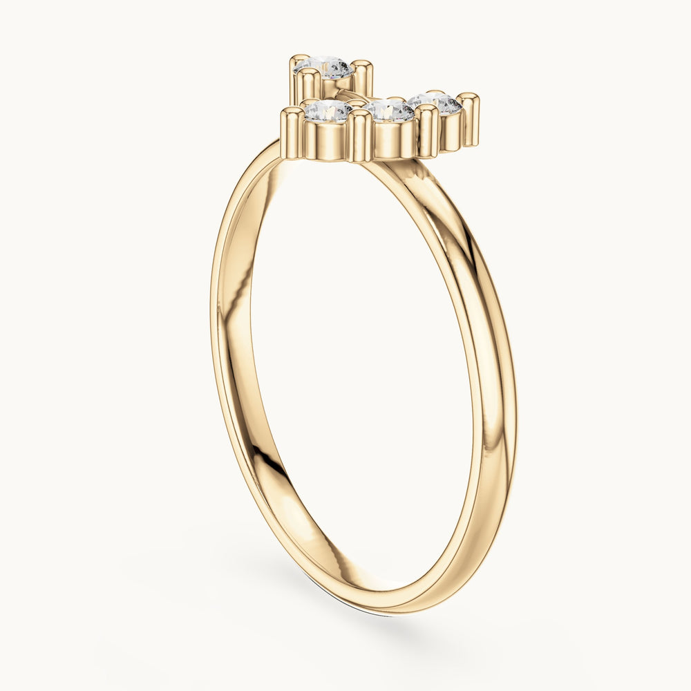Round lab-grown diamond four-stone scatter ring in yellow gold, 0.095 CT TW, view 1