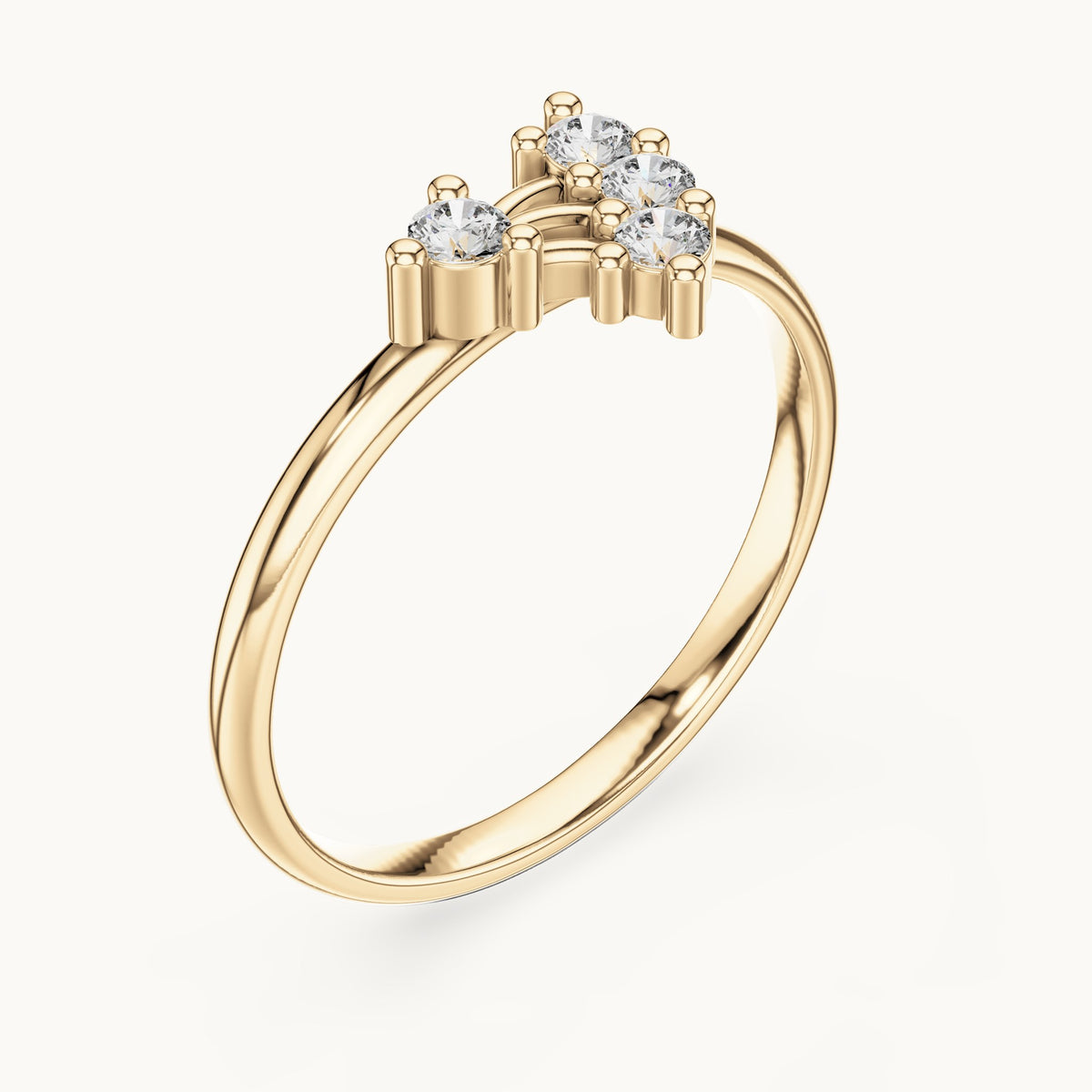 Round lab-grown diamond four-stone scatter ring in yellow gold, 0.095 CT TW, view 2