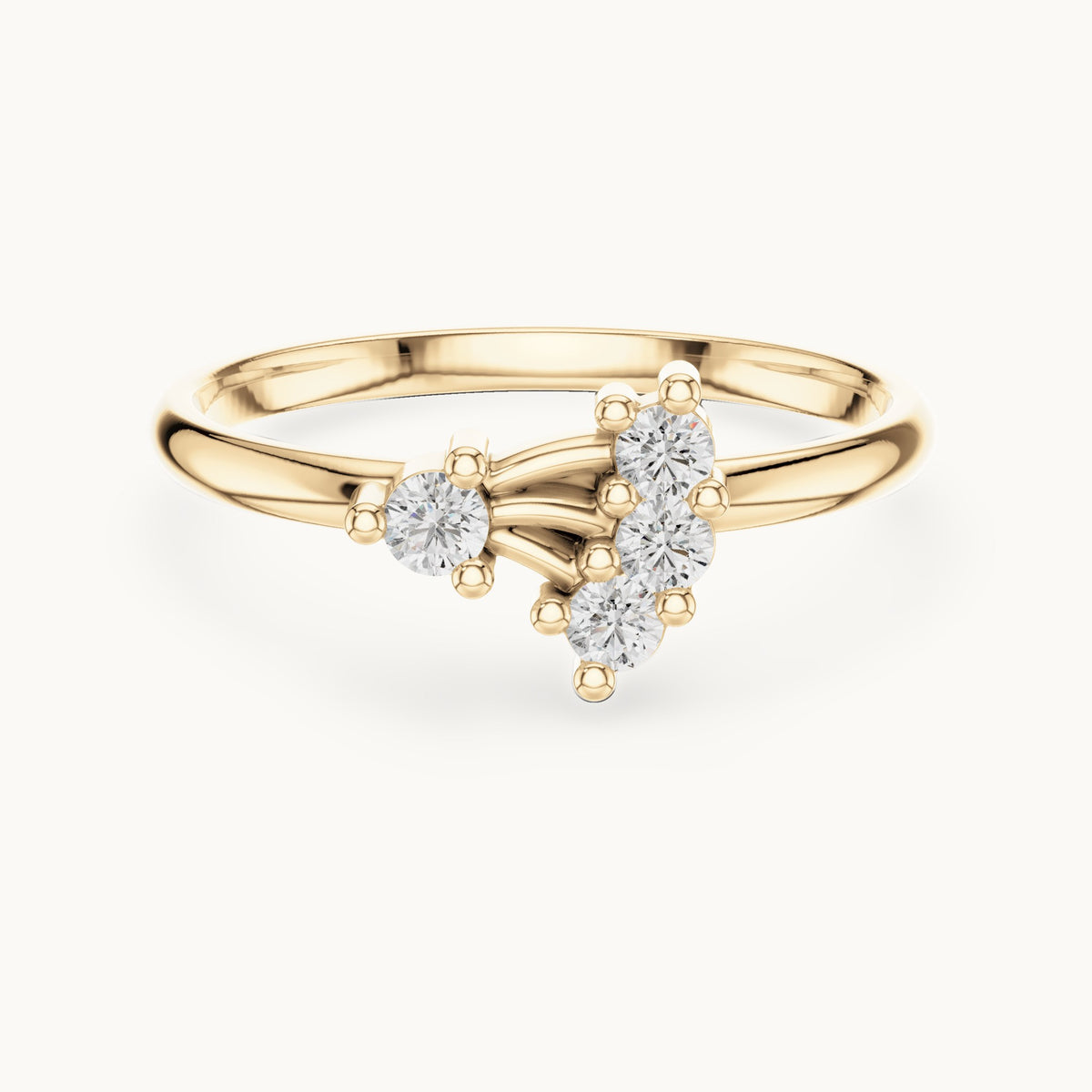 Round lab-grown diamond four-stone scatter ring in yellow gold, 0.095 CT TW, view 4