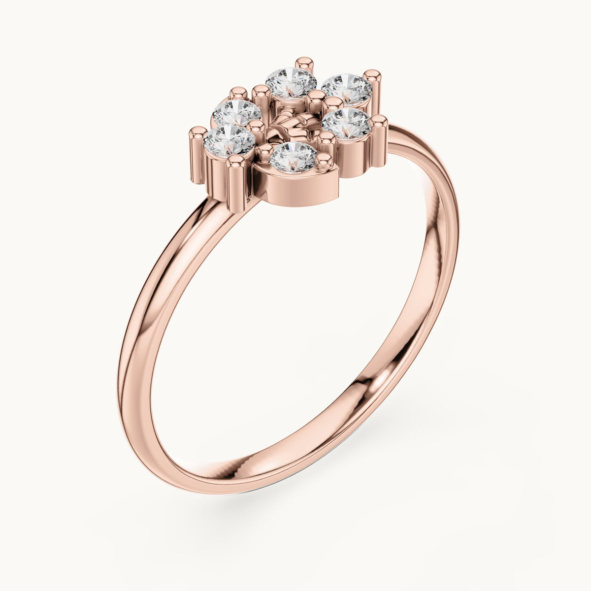 Round lab-grown diamond six-stone cluster ring in rose gold, 0.12 CT TW, view 2