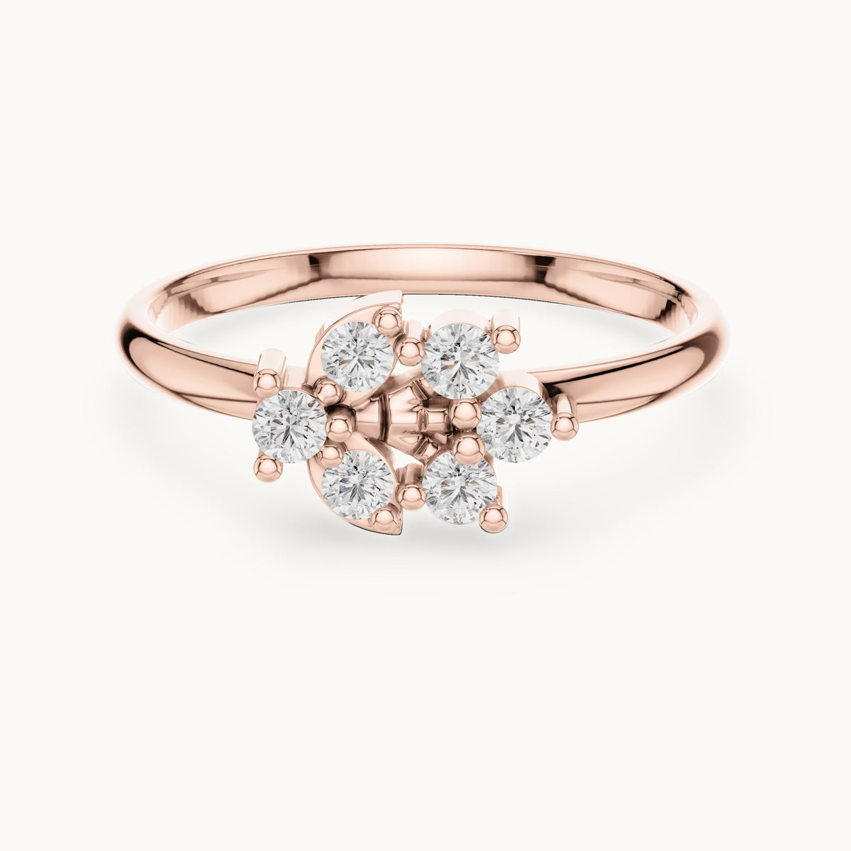 Round lab-grown diamond six-stone cluster ring in rose gold, 0.12 CT TW, view 4