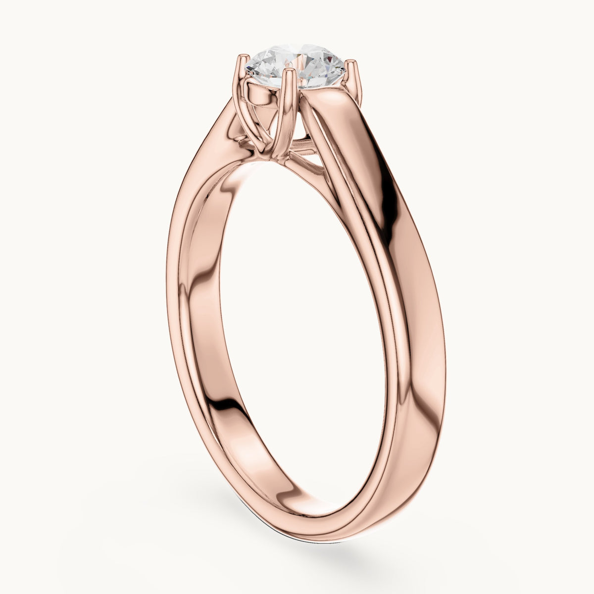 Round lab-grown diamond classic solitaire engagement ring in rose gold, 0.50 CT TW, view 1