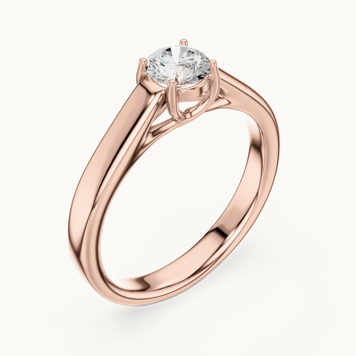 Round lab-grown diamond classic solitaire engagement ring in rose gold, 0.50 CT TW, view 2