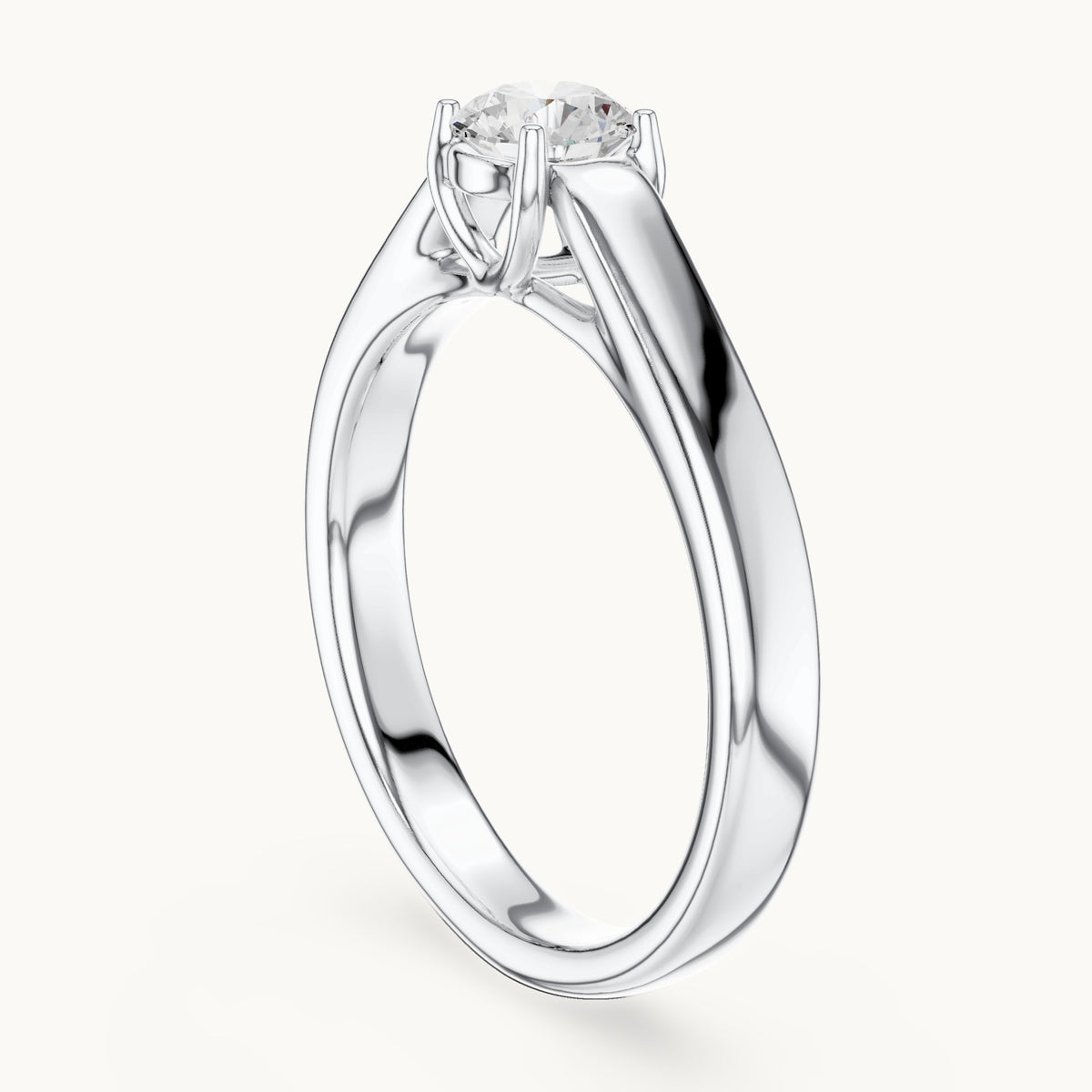 Round lab-grown diamond classic solitaire engagement ring in white gold, 0.50 CT TW, view 1