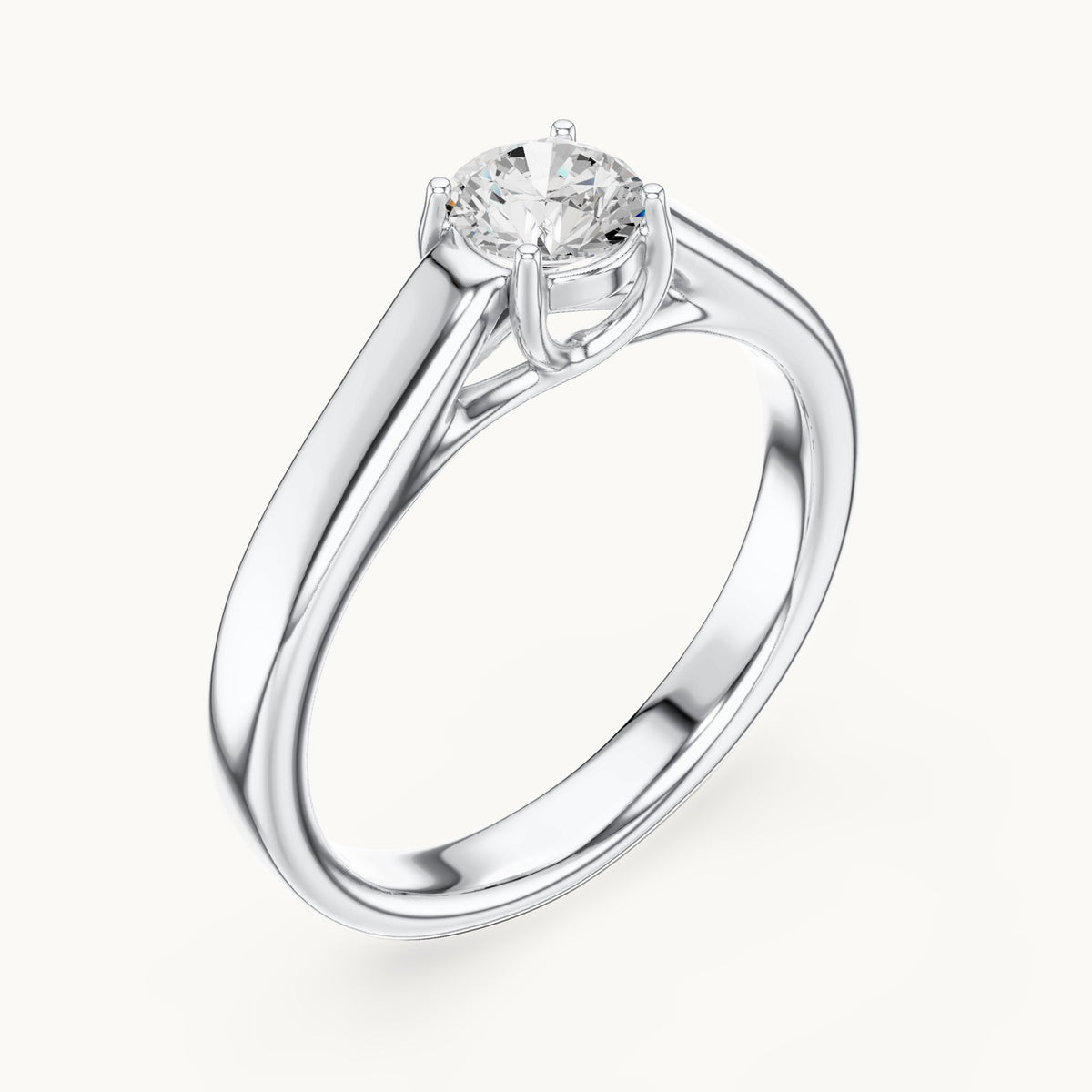 Round lab-grown diamond classic solitaire engagement ring in white gold, 0.50 CT TW, view 2