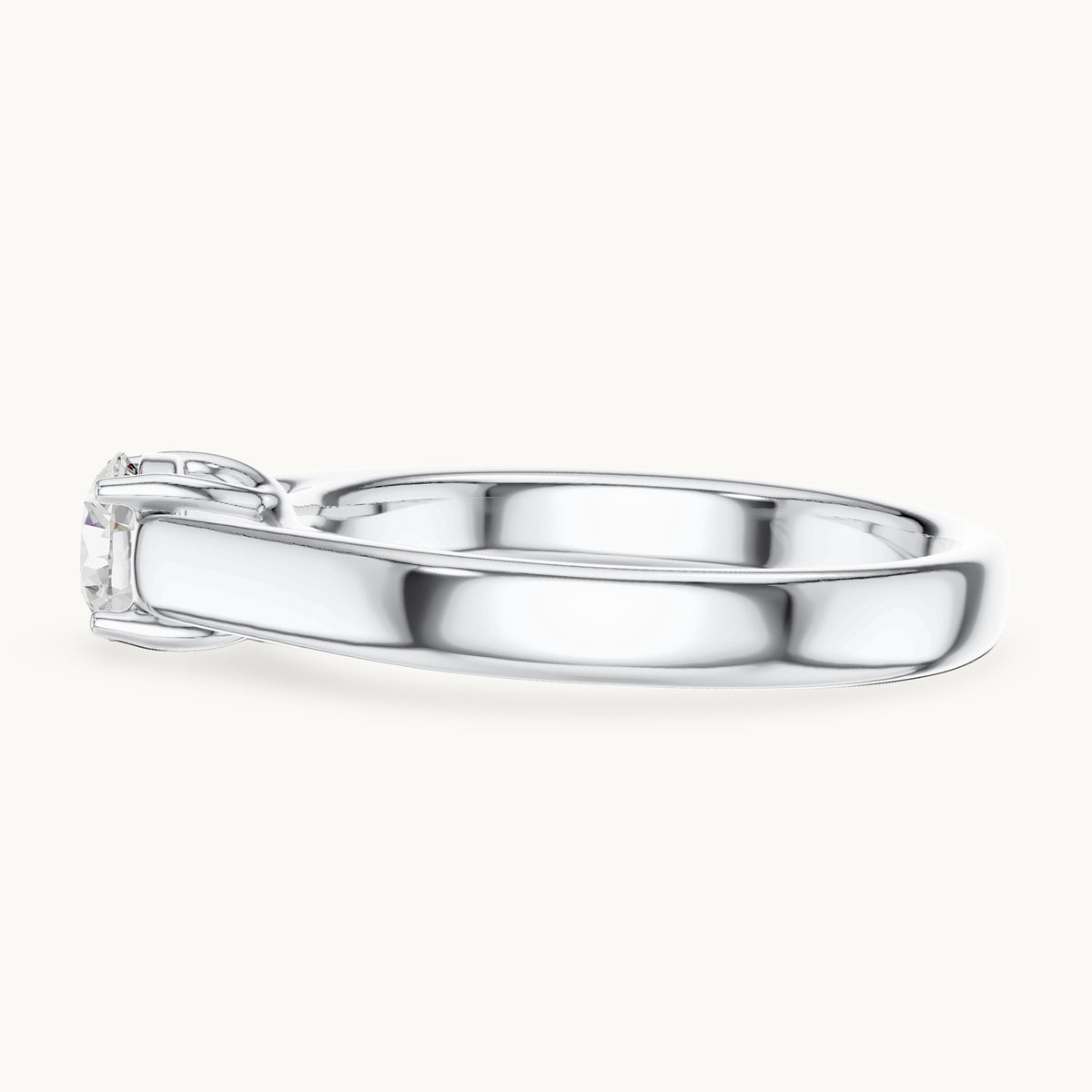 Round lab-grown diamond classic solitaire engagement ring in white gold, 0.50 CT TW, view 3