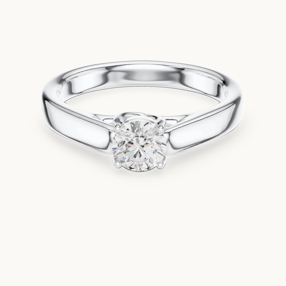 Round lab-grown diamond classic solitaire engagement ring in white gold, 0.50 CT TW, view 4