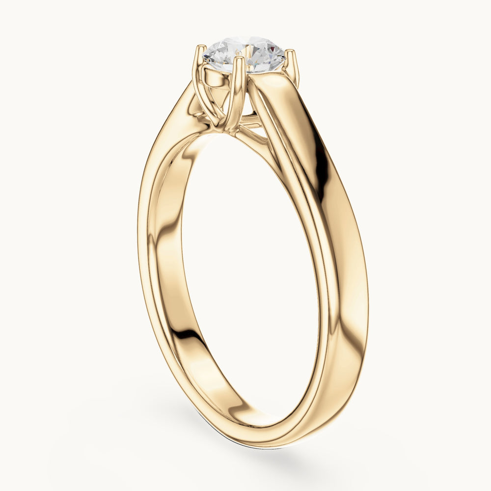 Round lab-grown diamond classic solitaire engagement ring in yellow gold, 0.50 CT TW, view 1