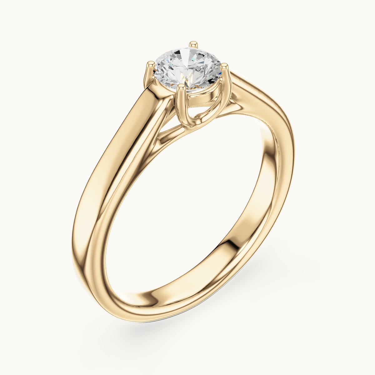 Round lab-grown diamond classic solitaire engagement ring in yellow gold, 0.50 CT TW, view 2