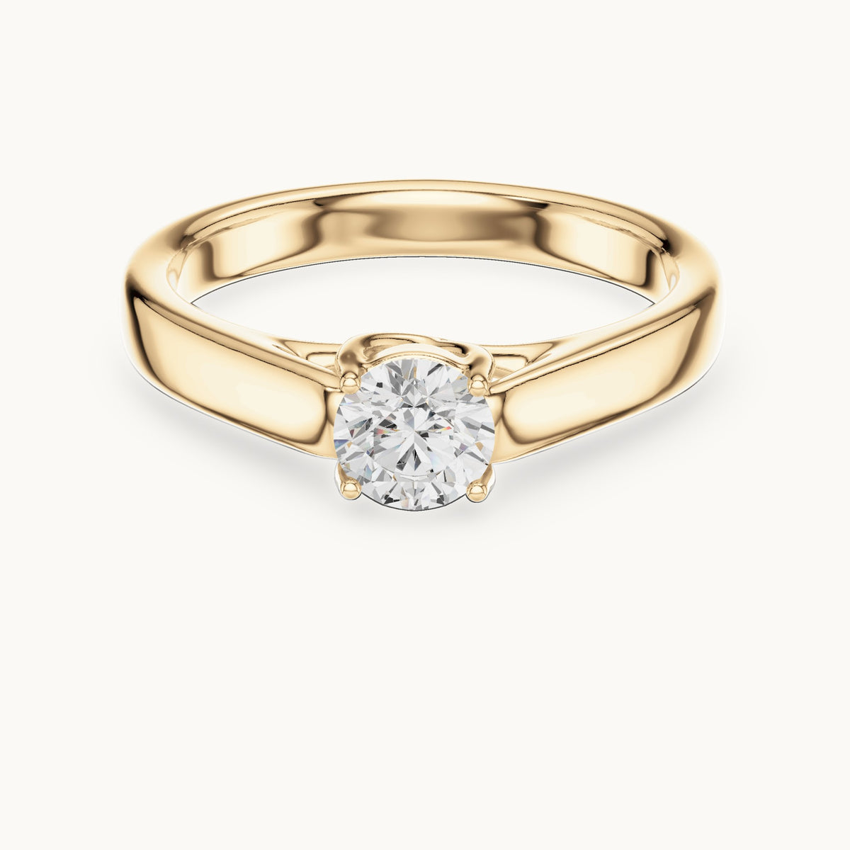 Round lab-grown diamond classic solitaire engagement ring in yellow gold, 0.50 CT TW, view 4