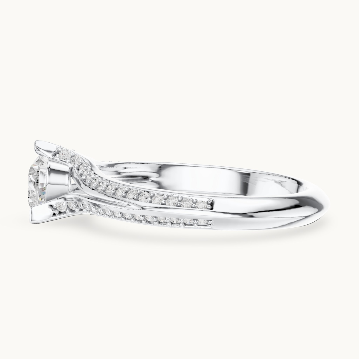 Heart lab-grown diamond pavé engagement ring in 14K white gold, 0.84 CT TW, view 3