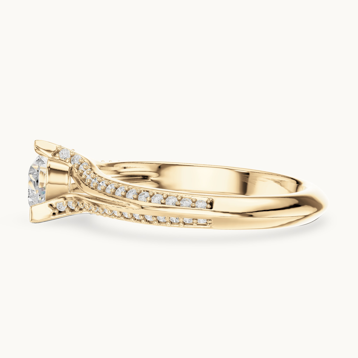 Heart lab-grown diamond pavé engagement ring in 14K yellow gold, 0.84 CT TW, view 3