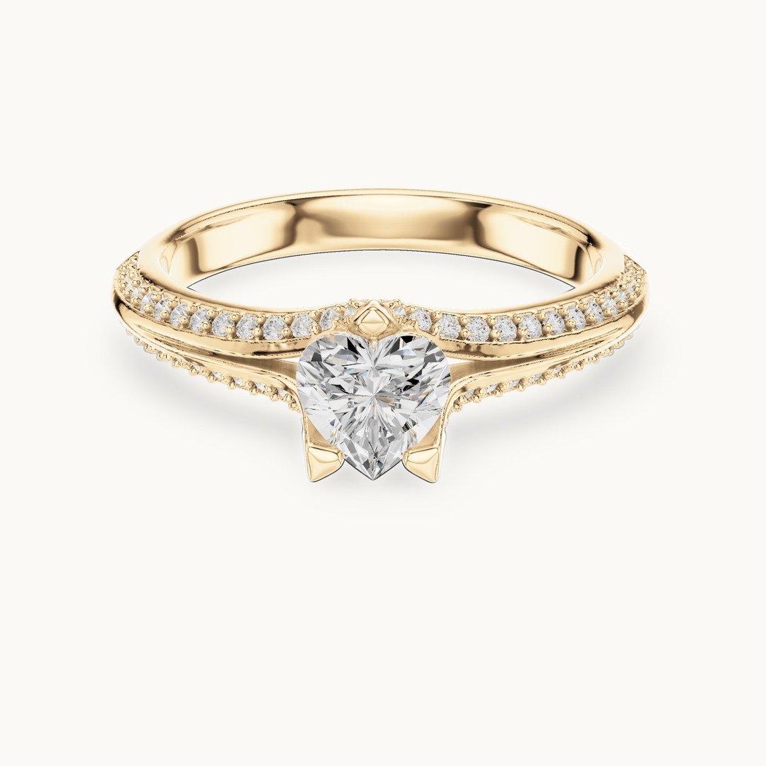 Heart lab-grown diamond pavé engagement ring in 14K yellow gold, 0.84 CT TW, view 4