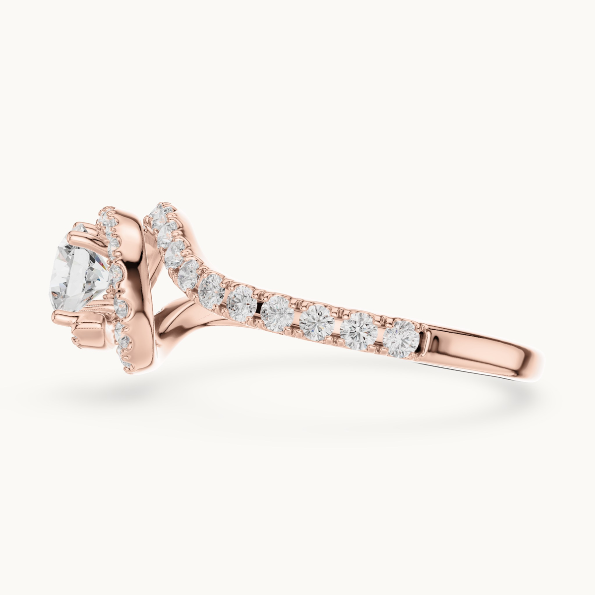 Round lab-grown diamond bypass engagement ring in 14K rose gold, 1.20 CT TW, view 3