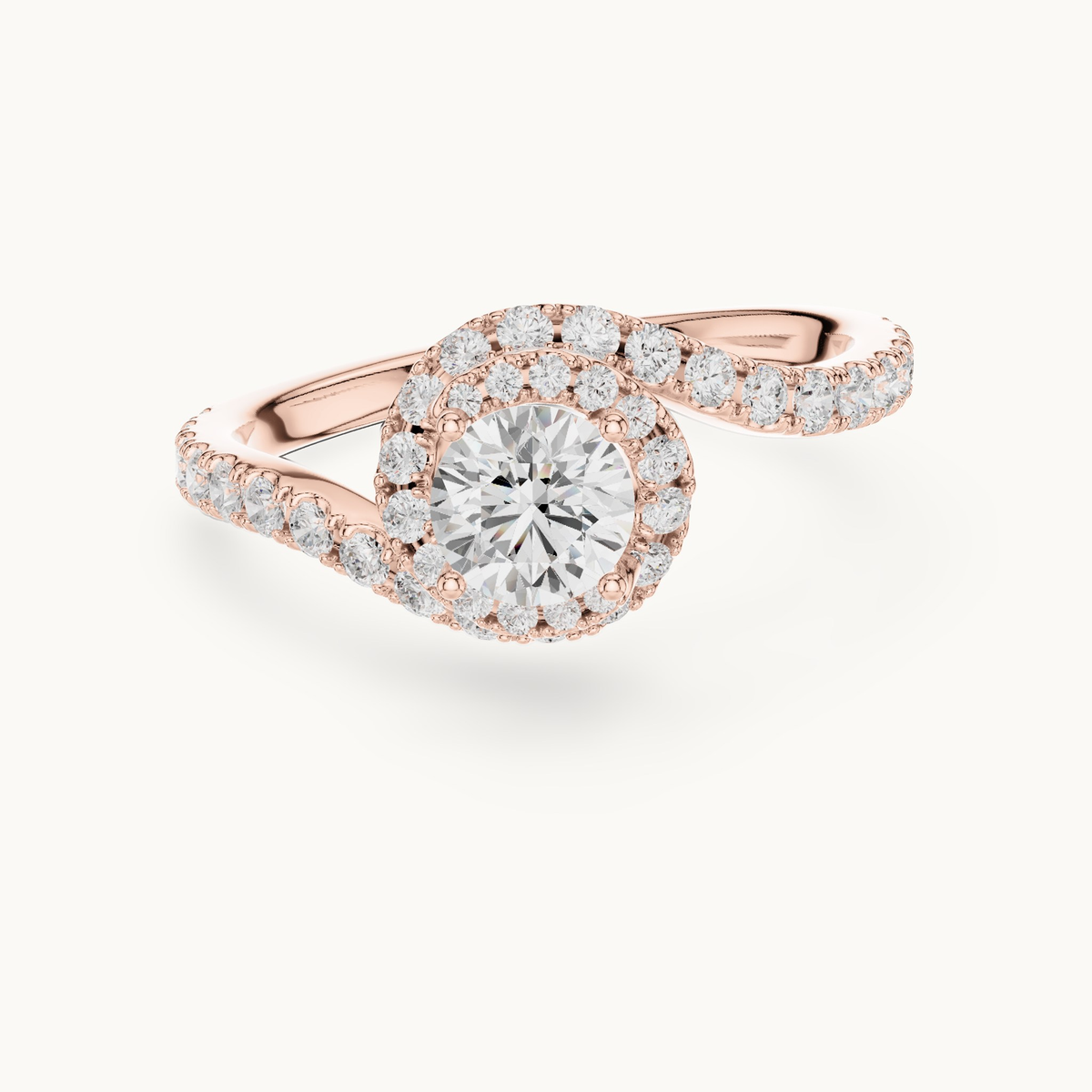 Round lab-grown diamond bypass engagement ring in 14K rose gold, 1.20 CT TW, view 4