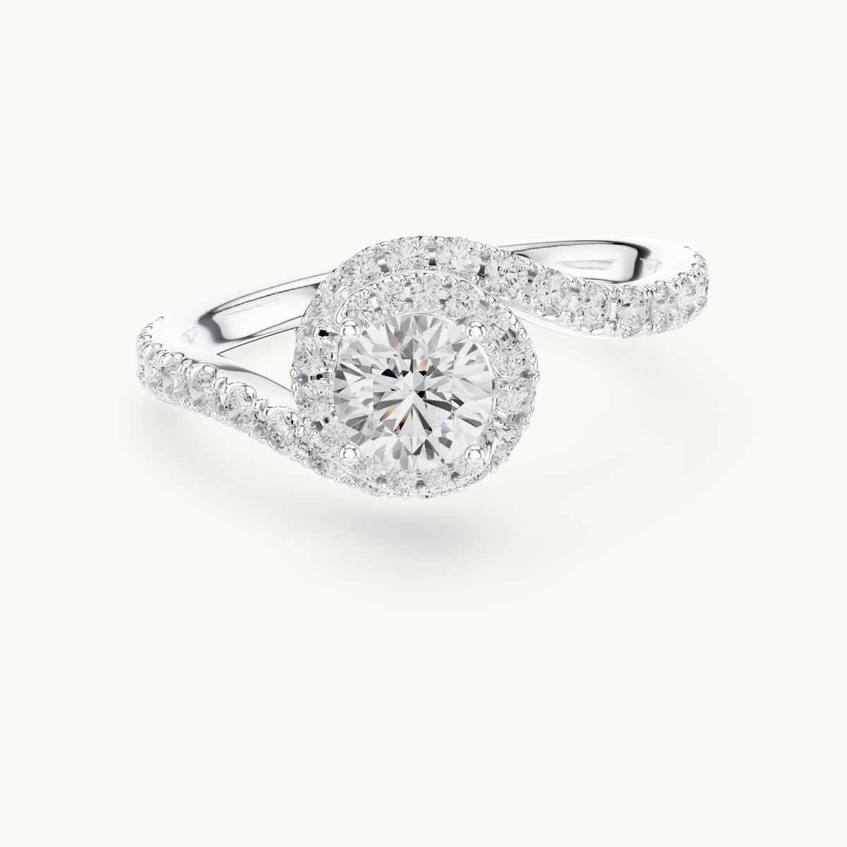 Round lab-grown diamond bypass engagement ring in 14K white gold, 1.20 CT TW, view 4