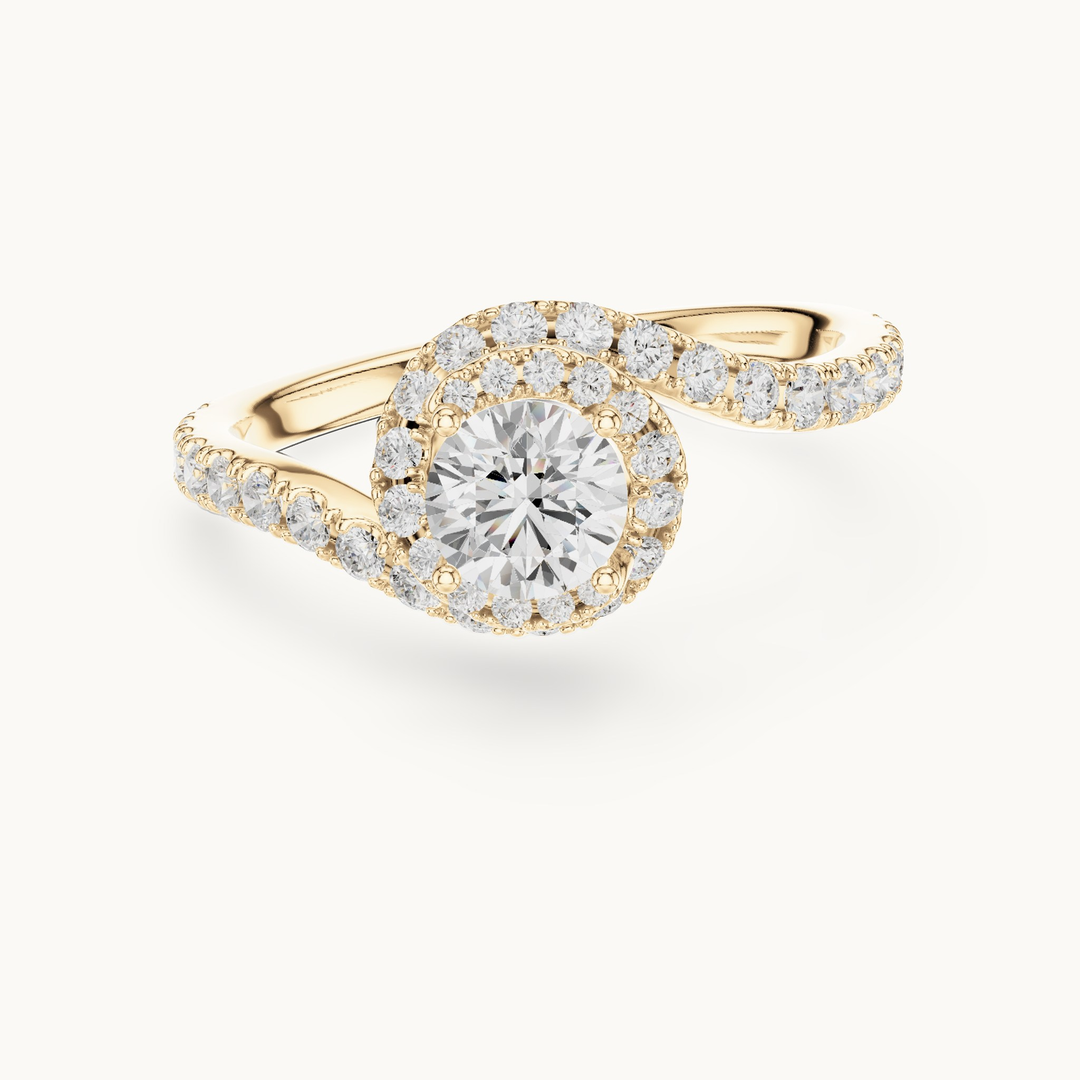 Round lab-grown diamond bypass engagement ring in 14K yellow gold, 1.20 CT TW, view 4