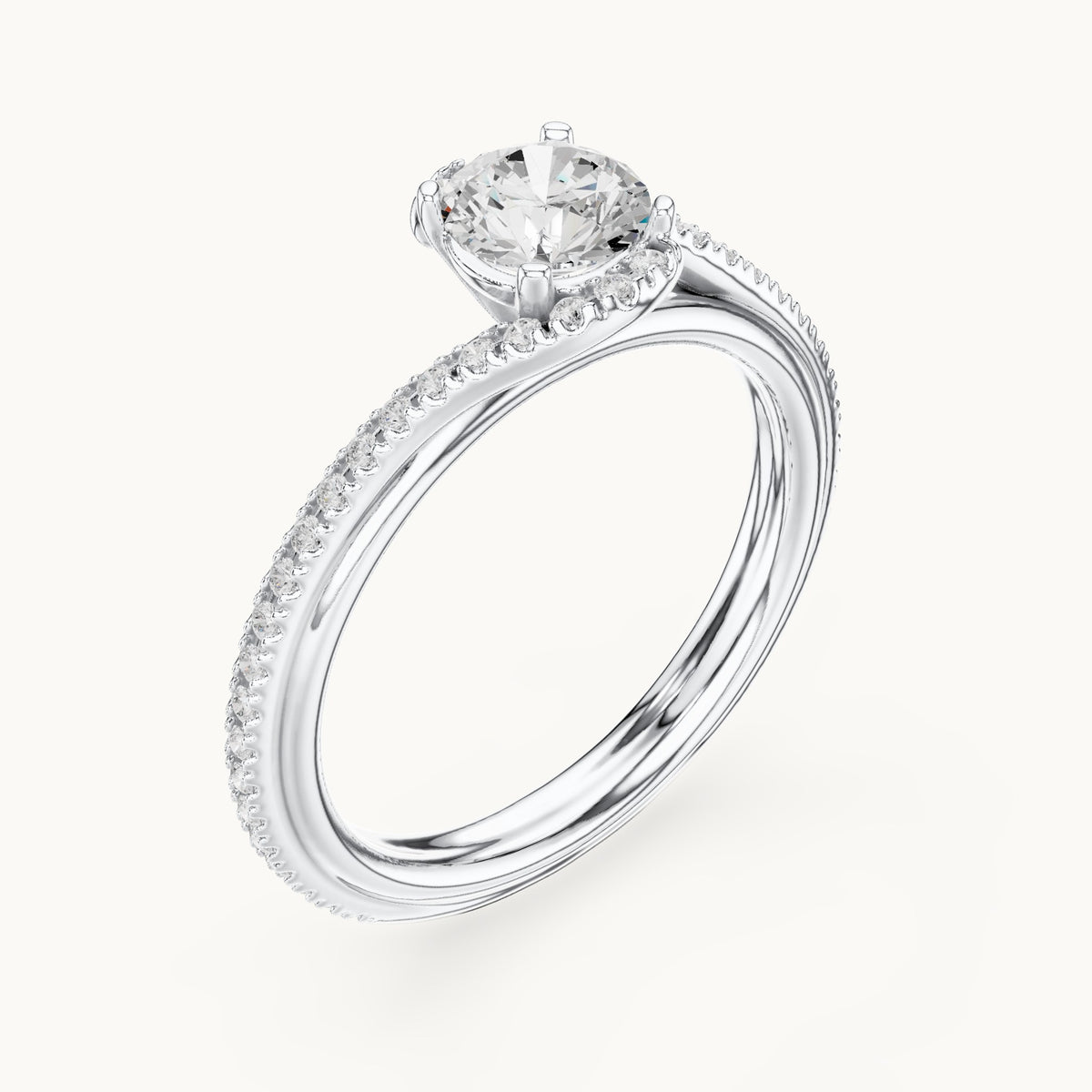 Round lab-grown diamond bypass engagement ring in white gold, 0.96 CT TW, view 2