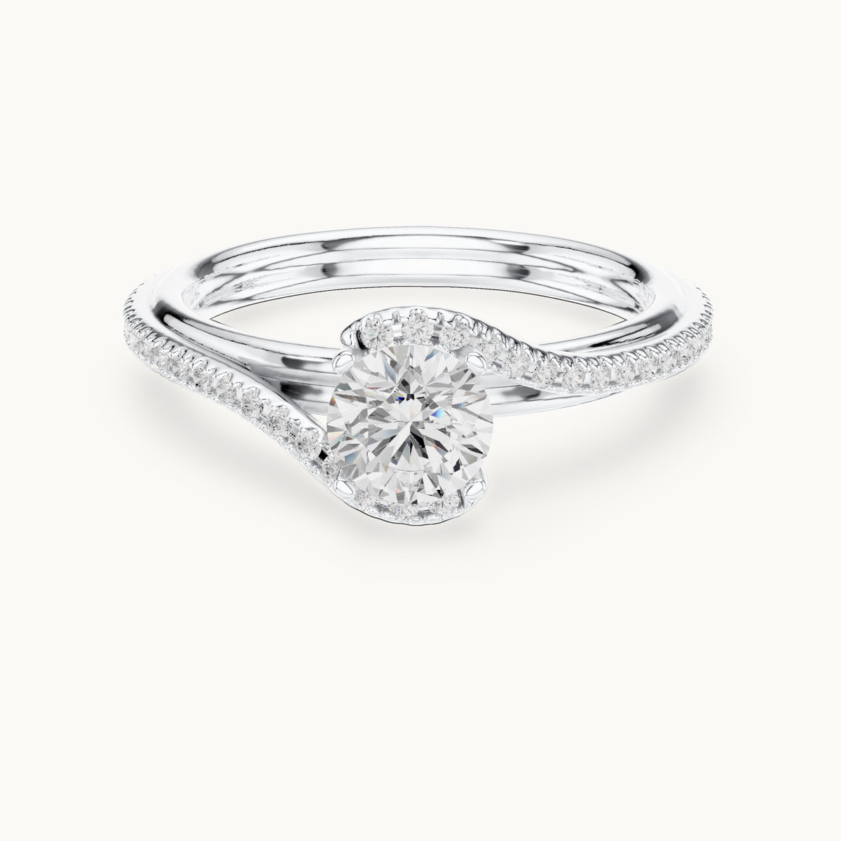 Round lab-grown diamond bypass engagement ring in white gold, 0.96 CT TW, view 4