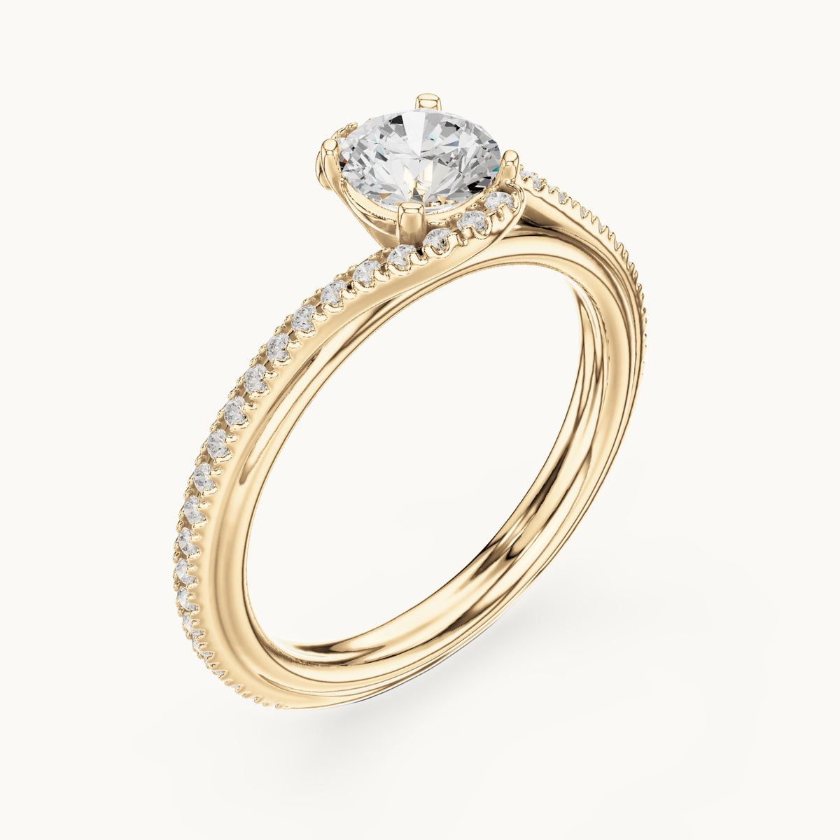Round lab-grown diamond bypass engagement ring in yellow gold, 0.96 CT TW, view 2