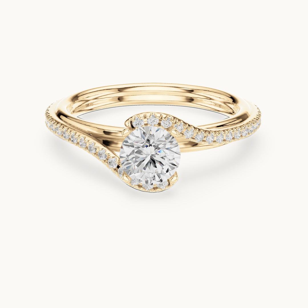 Round lab-grown diamond bypass engagement ring in yellow gold, 0.96 CT TW, view 4