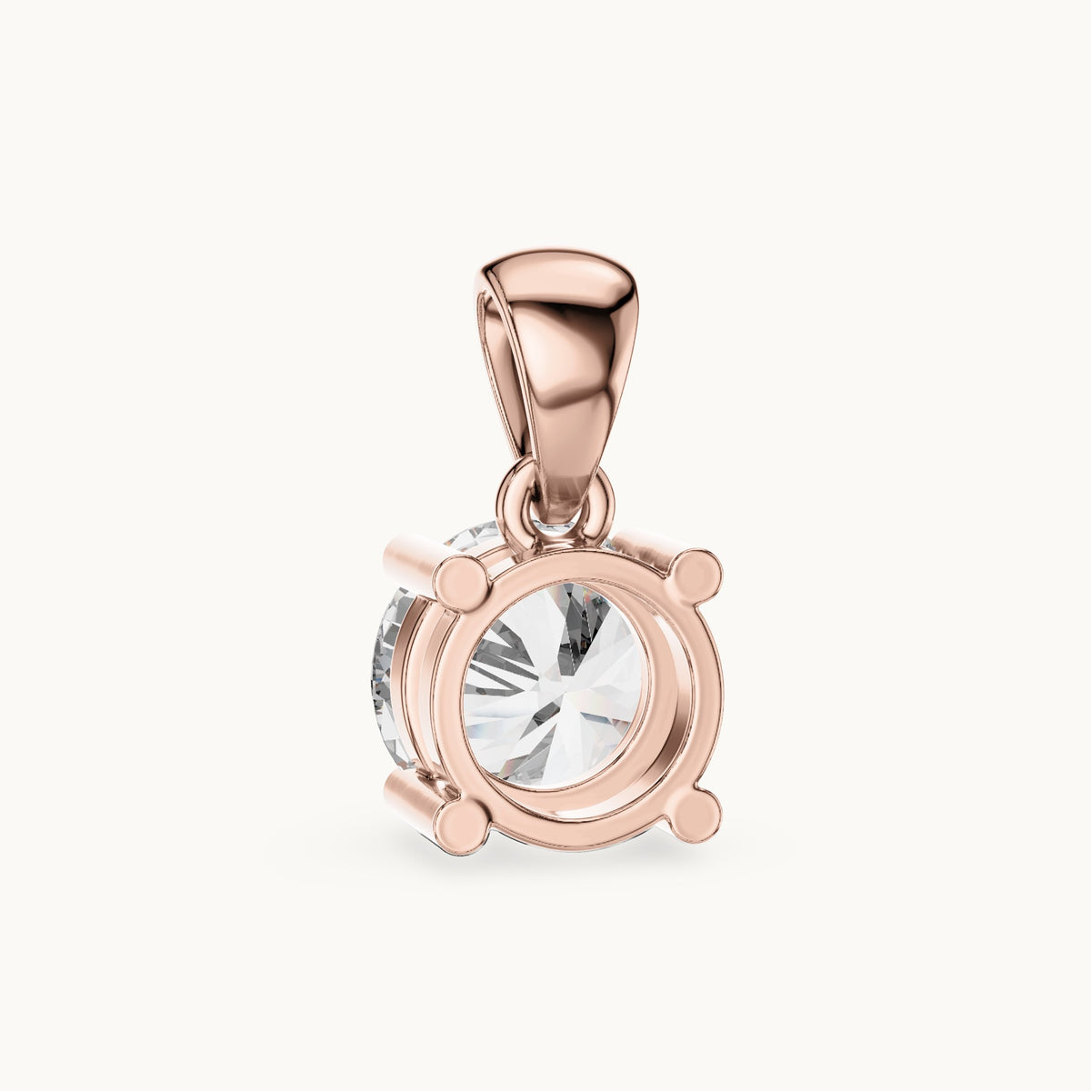 Round lab-grown diamond classic basket solitaire pendant in rose gold, 1.00 CT TW, view 4