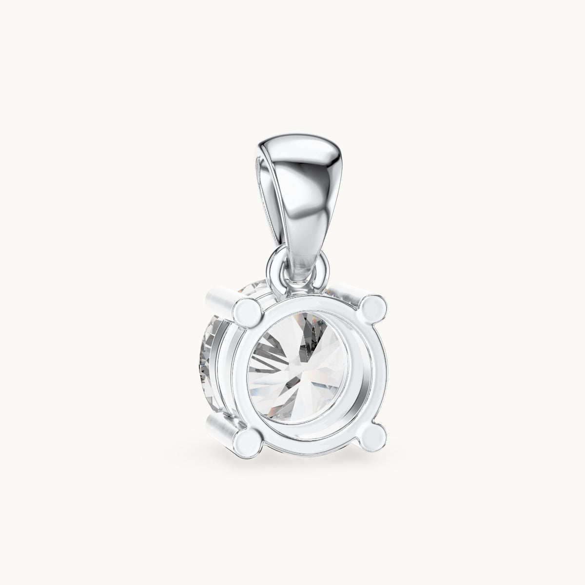 Round lab-grown diamond classic basket solitaire pendant in white gold, 1.00 CT TW, view 4
