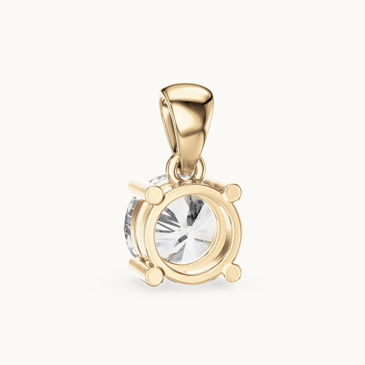 Round lab-grown diamond classic basket solitaire pendant in yellow gold, 1.00 CT TW, view 4
