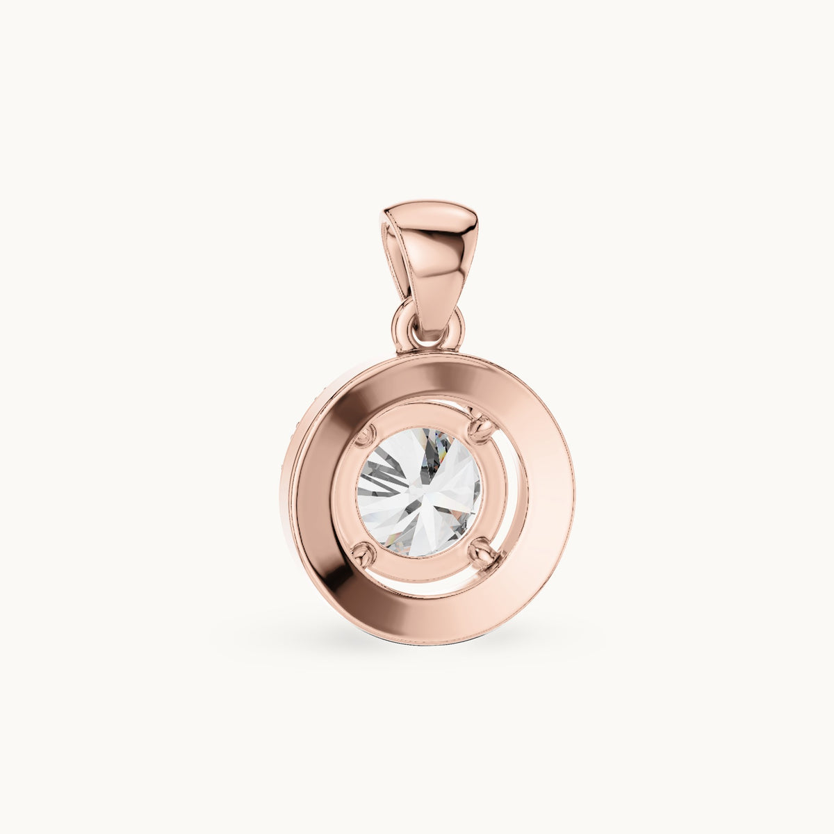 Round lab-grown diamond halo pendant in rose gold, 1.20 CT TW, view 4