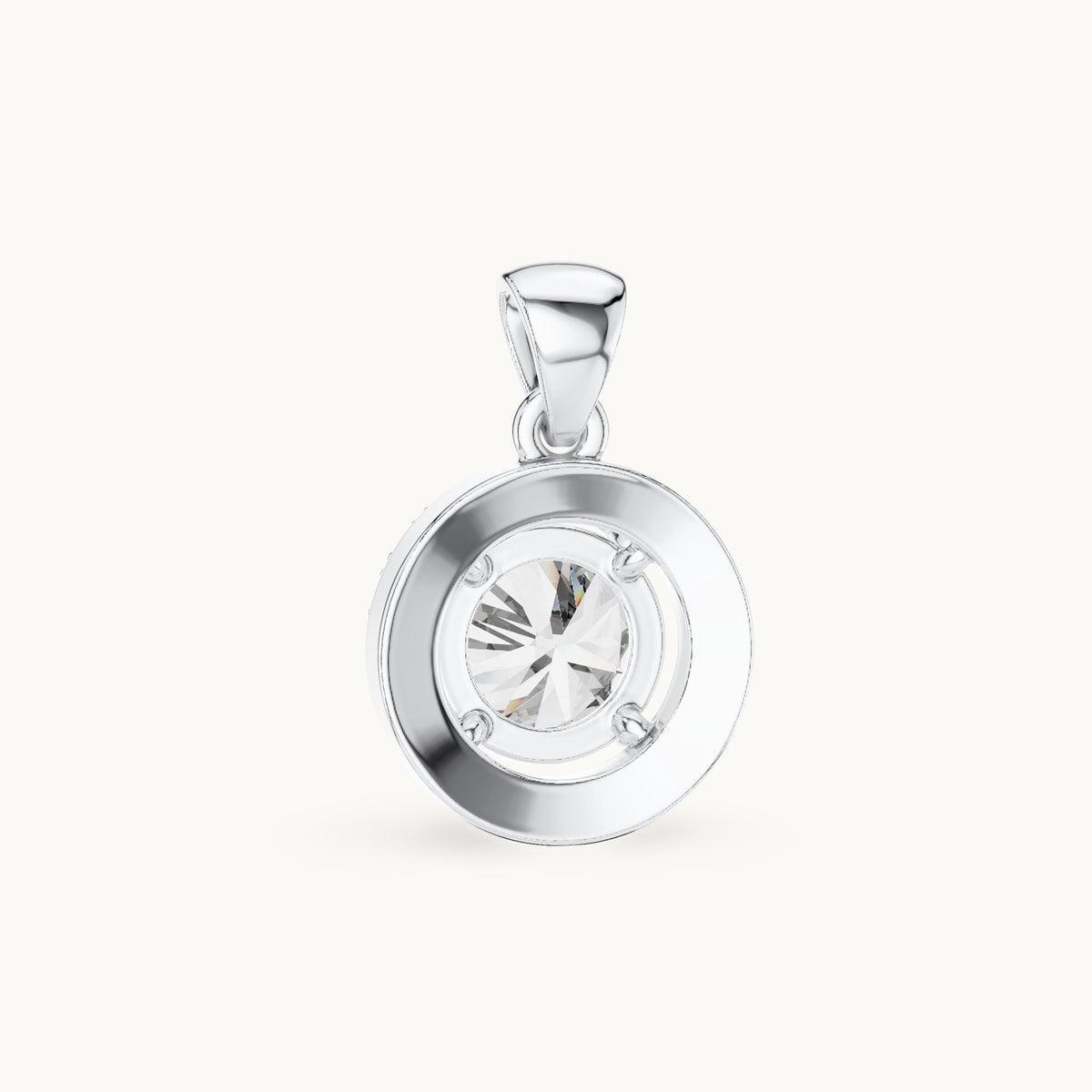 Round lab-grown diamond halo pendant in white gold, 1.20 CT TW, view 4
