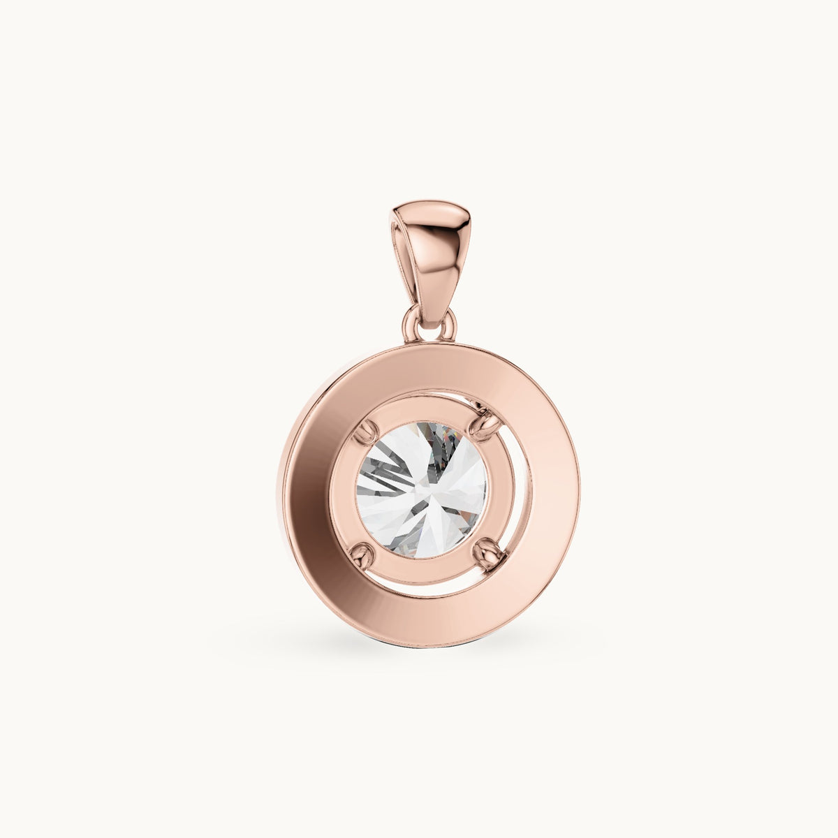 Round lab-grown diamond halo pendant in rose gold, 3.22 CT TW, view 4