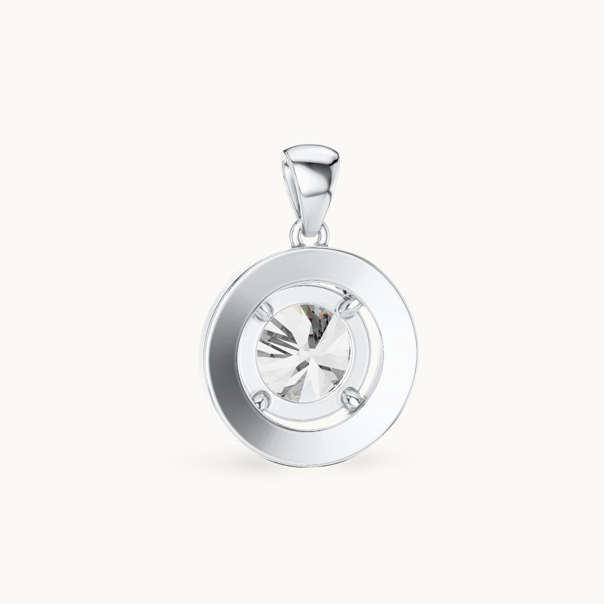 Round lab-grown diamond halo pendant in white gold, 3.22 CT TW, view 4