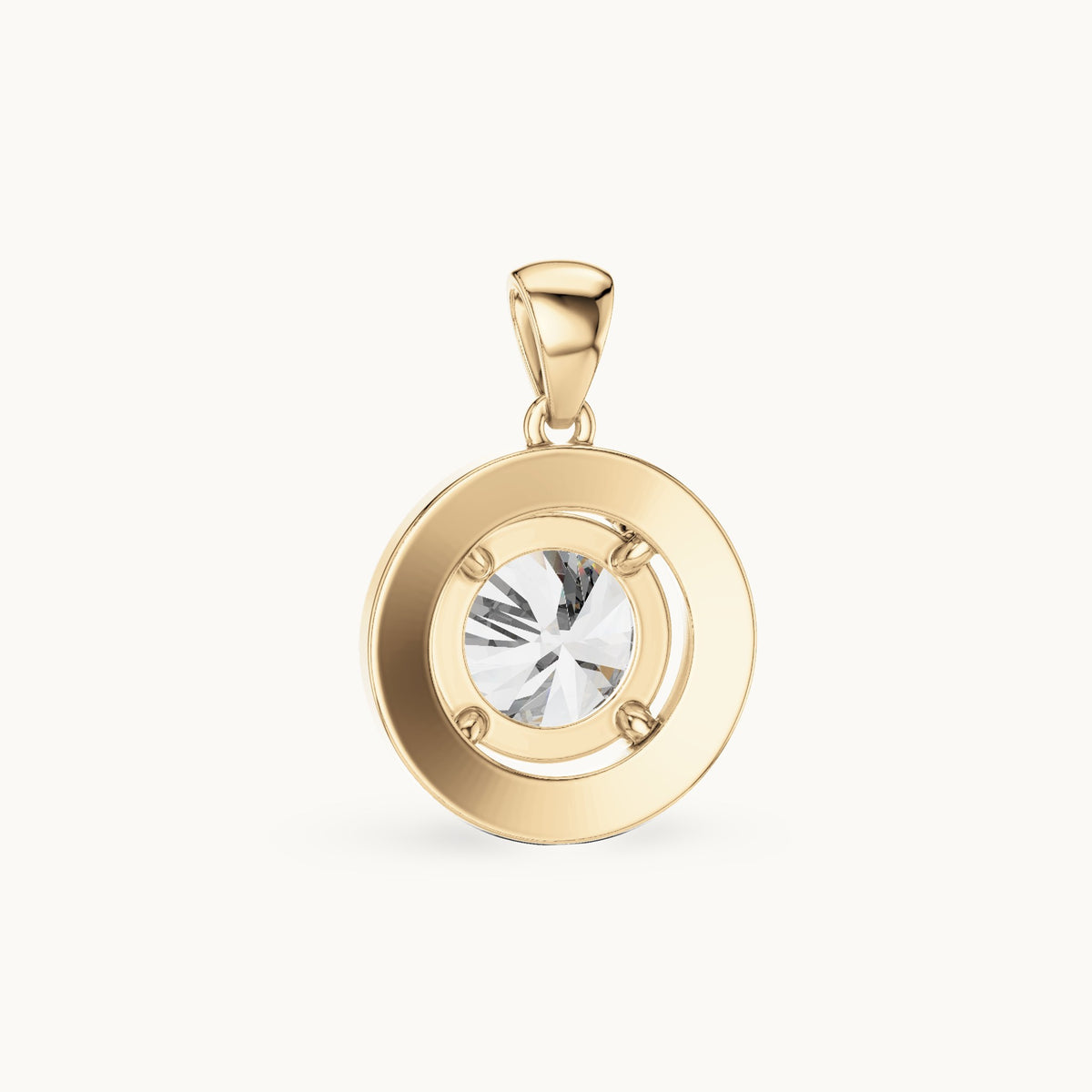 Round lab-grown diamond halo pendant in yellow gold, 3.22 CT TW, view 4