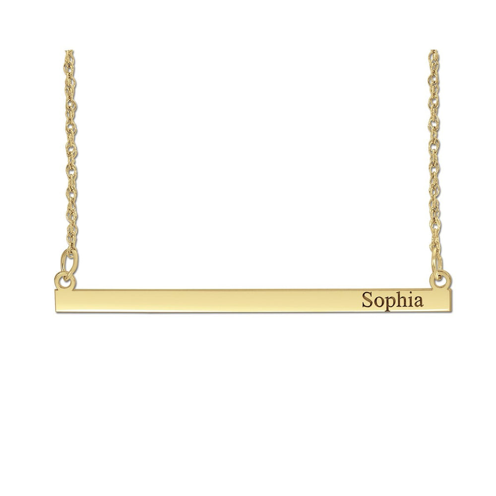 14K Yellow Gold Personalized Bar Necklace
