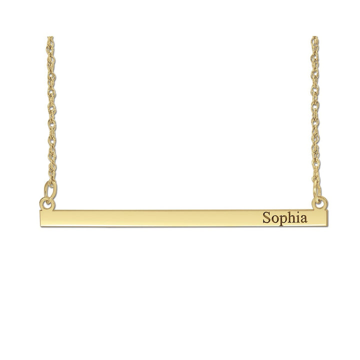 14K Yellow Gold Personalized Bar Necklace