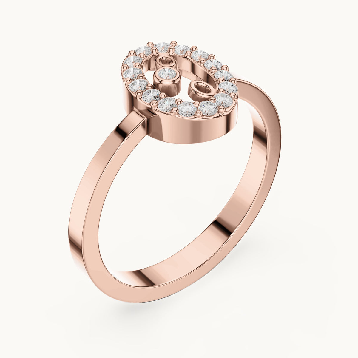 Round lab-grown diamond open frame ring in rose gold, 0.17 CT TW, view 2