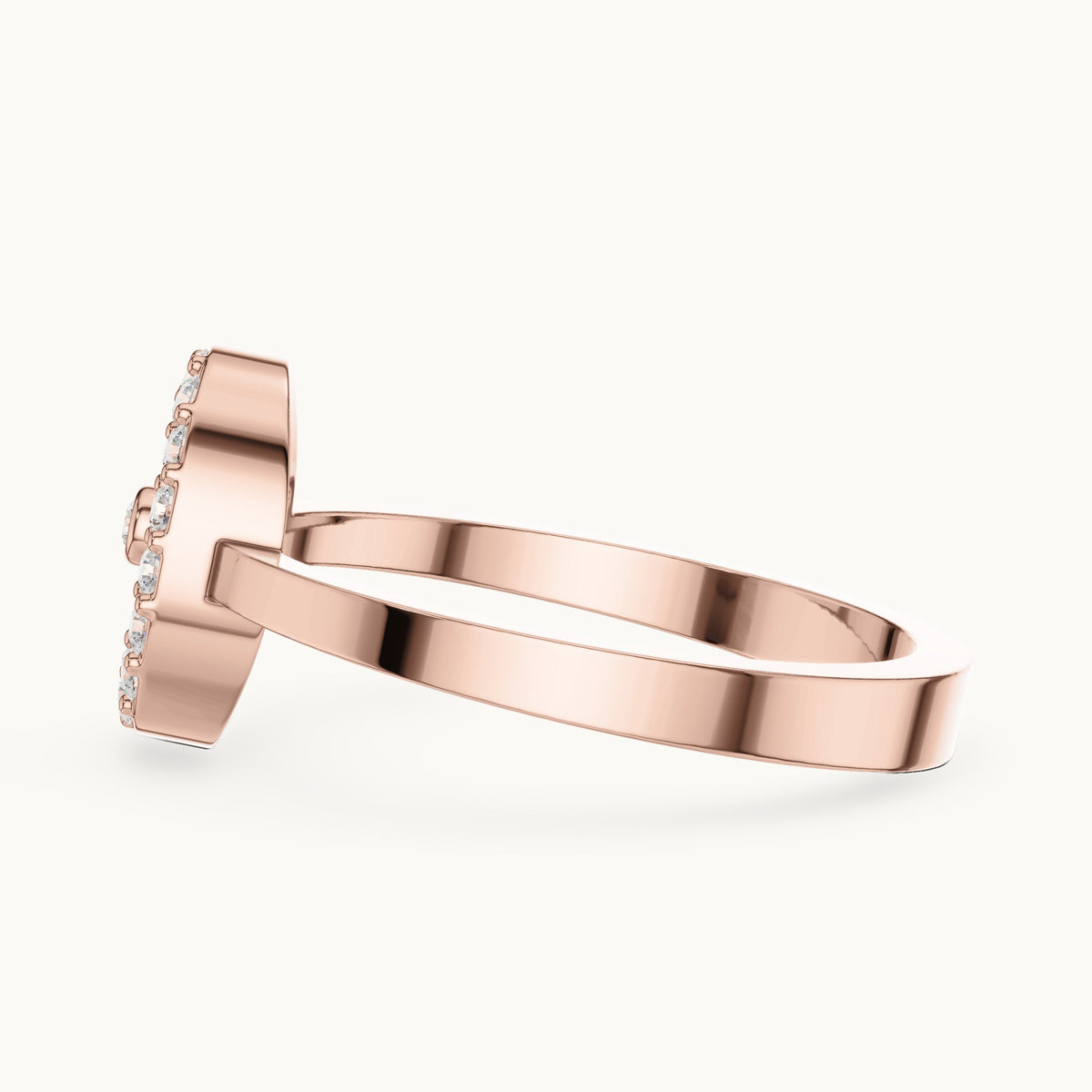 Round lab-grown diamond open frame ring in rose gold, 0.17 CT TW, view 3