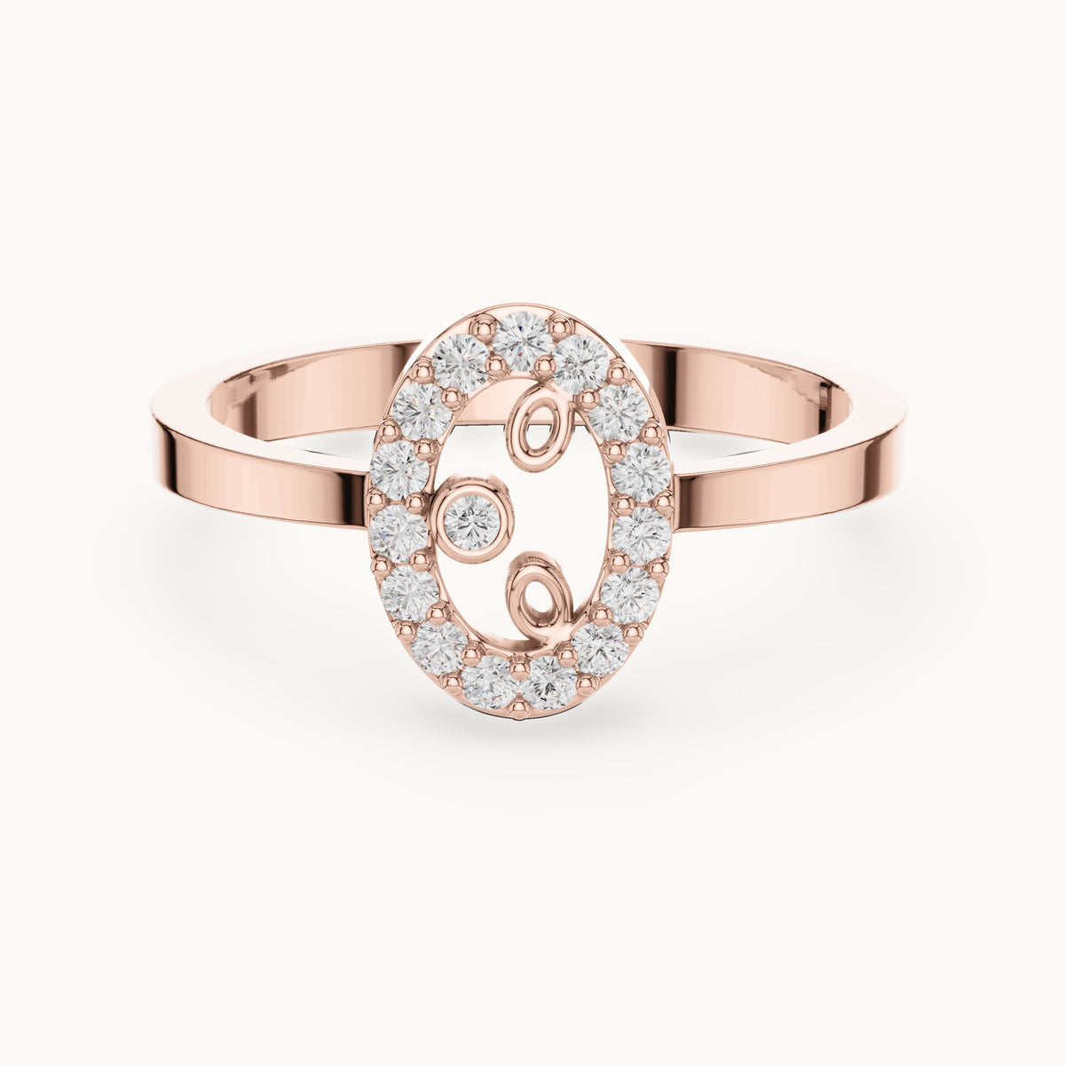 Round lab-grown diamond open frame ring in rose gold, 0.17 CT TW, view 4
