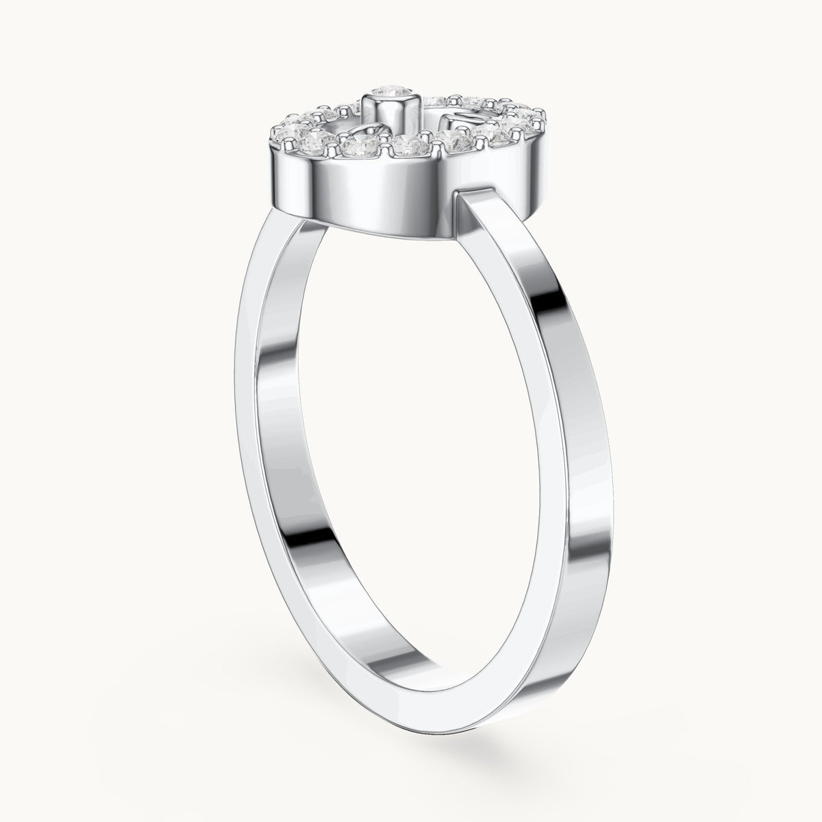 Round lab-grown diamond open frame ring in white gold, 0.17 CT TW, view 1