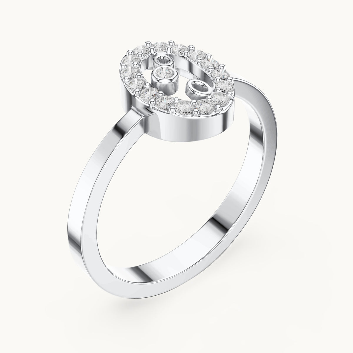Round lab-grown diamond open frame ring in white gold, 0.17 CT TW, view 2