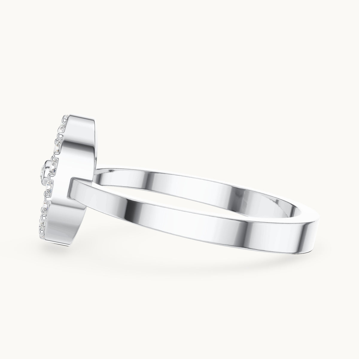 Round lab-grown diamond open frame ring in white gold, 0.17 CT TW, view 3