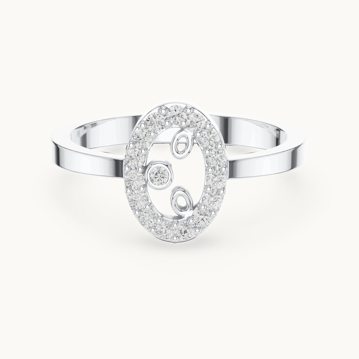 Round lab-grown diamond open frame ring in white gold, 0.17 CT TW, view 4